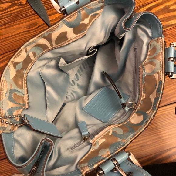 Coach Signature Blue and Tan Purse - Picture 4 of 5